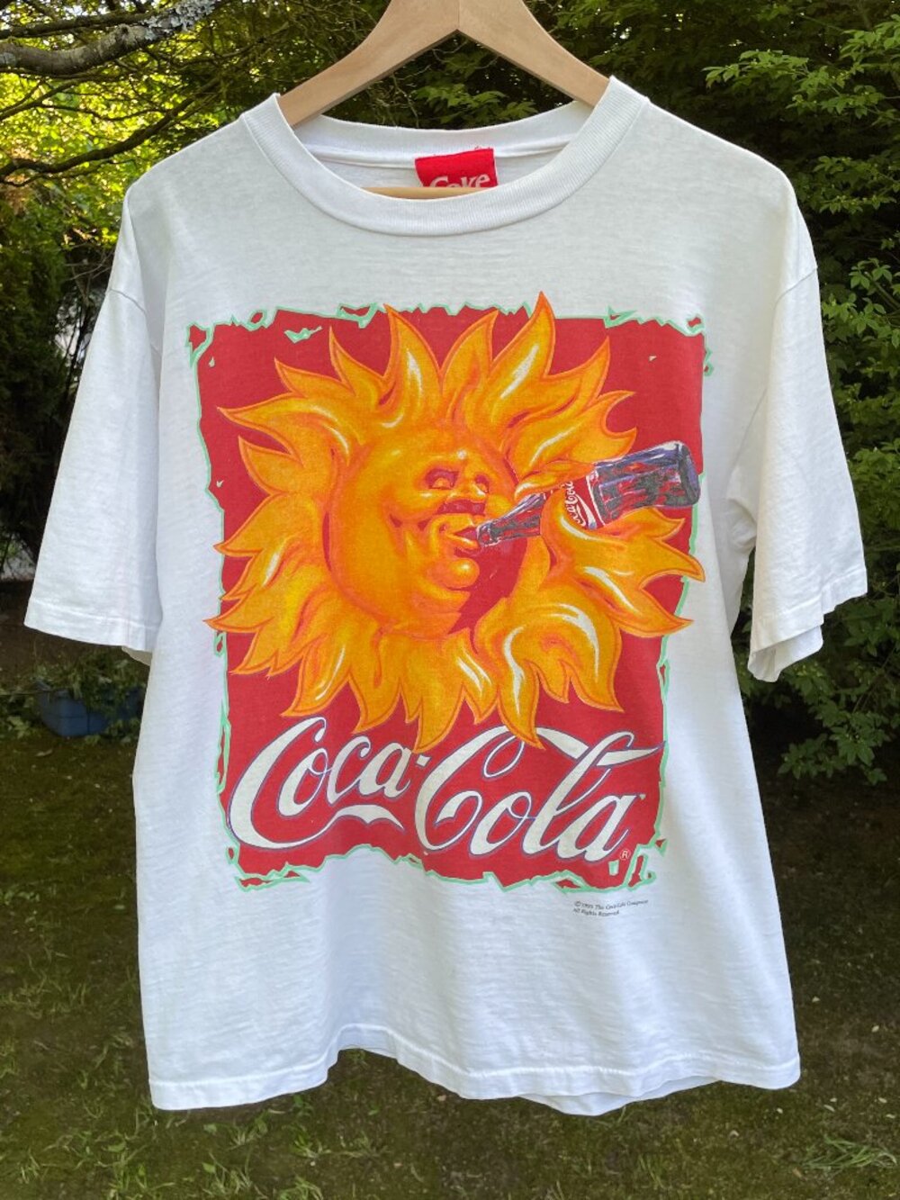 Coca Cola T Shirt Adult Fire Sun Double Sided 1995 Made In USA Men's Large